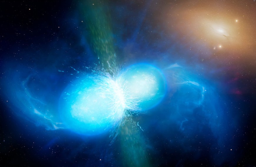 Grafik von verschmelzenden Neutronensternen