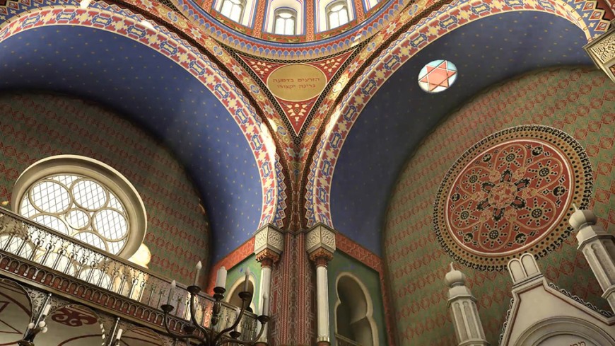 Virtuelle Rekonstruktion des Innenraums der „Großen Synagoge Glockengasse“ in Köln. Bild: FG Digitales Gestalten / TU Darmstadt