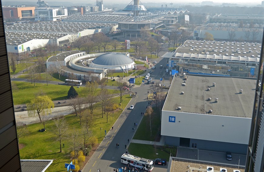 Bild von oben auf das Messegelände in Hannover. Bild: Deutsche Messe