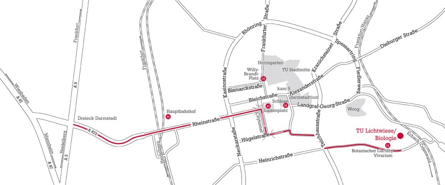 Anfahrtsplan Standort Botanischer Garten