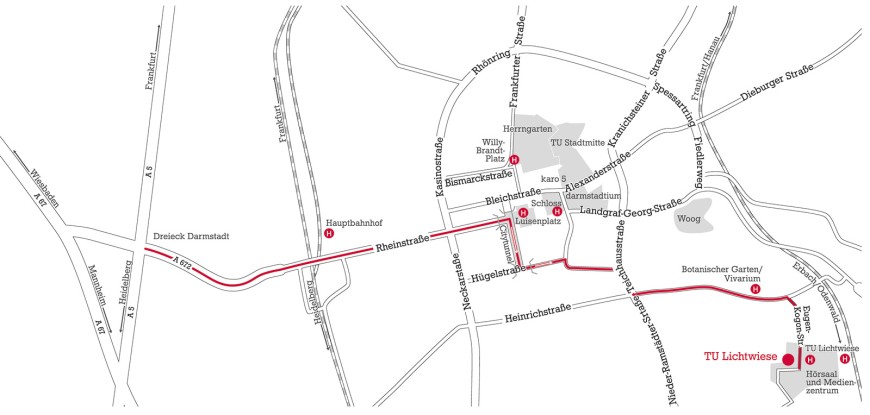 Anfahrtsplan Standort Lichtwiese