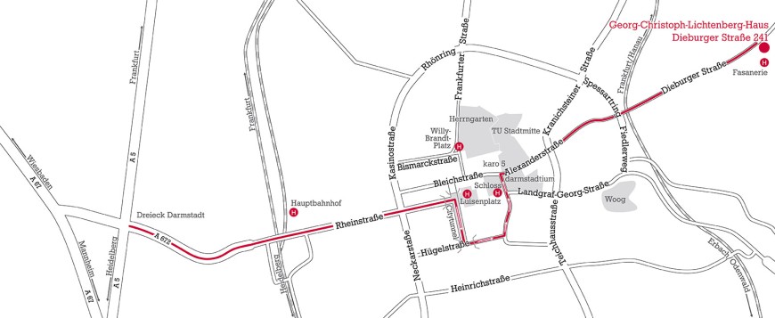 Anfahrtsplan Gästehaus Georg-Christoph-Lichtenberg