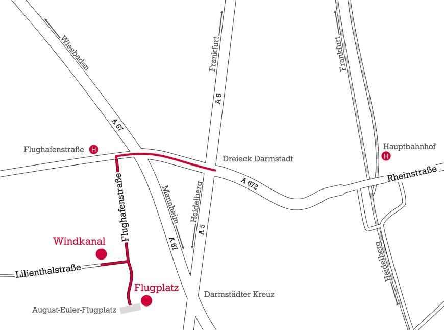 Anfahrtsplan August-Euler-Flugplatz