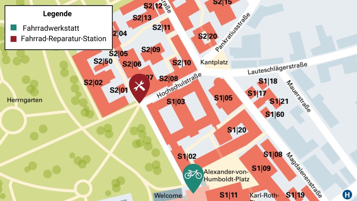 Lageplan: Fahrradwerkstatt, Fahrradreparatur-Station StaMi