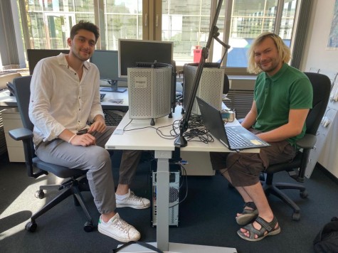 Samet und Richard bei der Aufnahme für den Podcast fuTUre students/ Samet and Richard recording a podcast for fuTUre students for TU Darmstadt